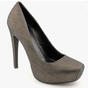 Jessica Simpson Platform Heels Platinum Herringbone Landy